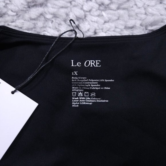 Bandier Le Ore Andria Black Mesh Panel Scoop Neck Sports Bra Women's 1X Revolve - Picture 6 of 6